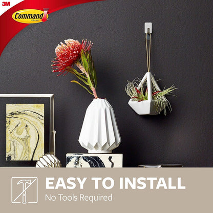 Command Small Stainless Steel Metal Hooks - 4 Hooks, 5 Adhesive Strips - Hooks for Wall and Door - Damage Free Hanging