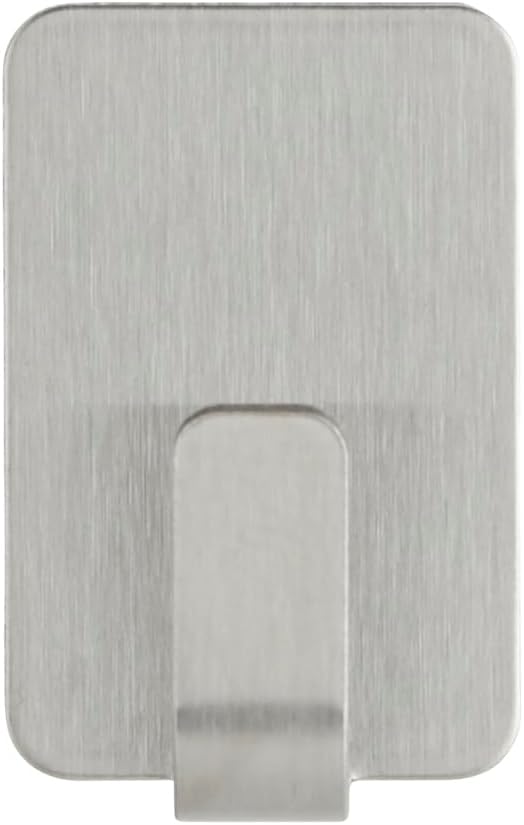 Command Small Stainless Steel Metal Hooks - 4 Hooks, 5 Adhesive Strips - Hooks for Wall and Door - Damage Free Hanging