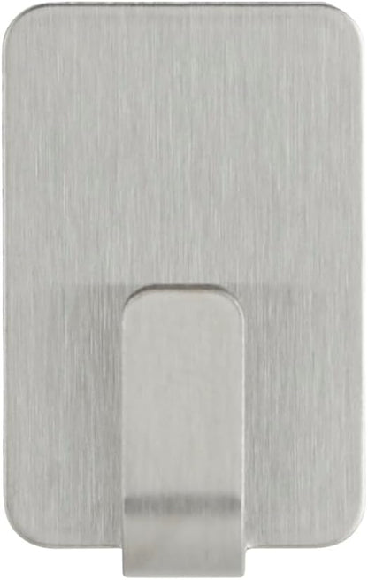 Command Small Stainless Steel Metal Hooks - 4 Hooks, 5 Adhesive Strips - Hooks for Wall and Door - Damage Free Hanging