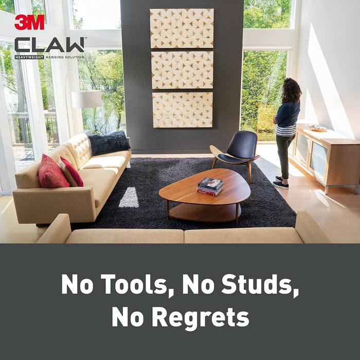 3M Claw Plasterboard Picture Hanging Wall Hooks For Hanging Home Décor, 2 Hangers, Holds up to 30 kg - Ideal for Heavyweight Items