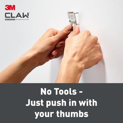 3M Claw Plasterboard Picture Hanging Wall Hooks For Hanging Home Décor, 2 Hangers, Holds up to 30 kg - Ideal for Heavyweight Items