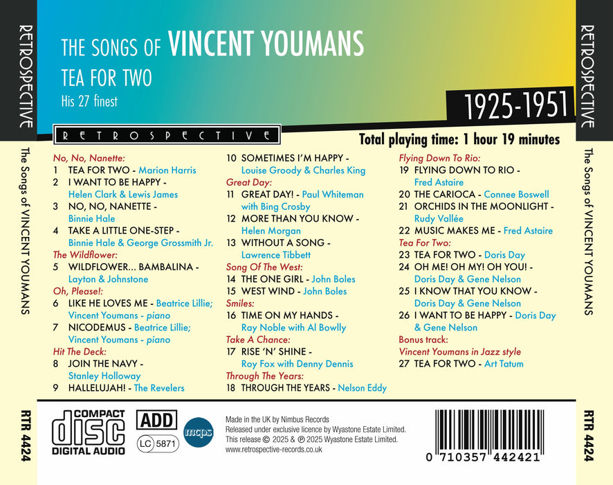 The Songs of Vincent Youmans: Tea for Two: His 27 Finest 1925-1951