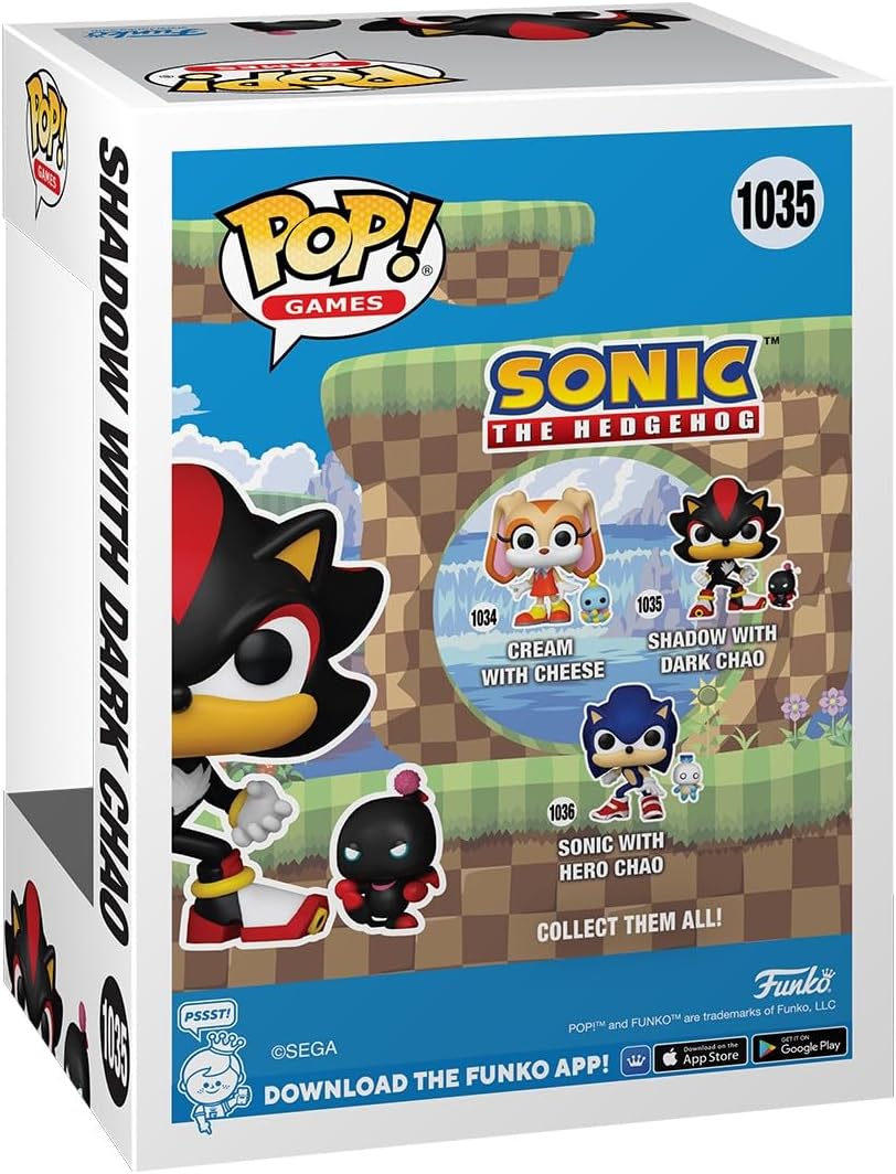 Funko Pop! & Buddy: Sonic - Shadow the Hedgehog With DChao - Sonic the Hedgehog - Collectable Vinyl Figure - Gift Idea - Official Merchandise - Toys for Kids & Adults - Video Games Fans