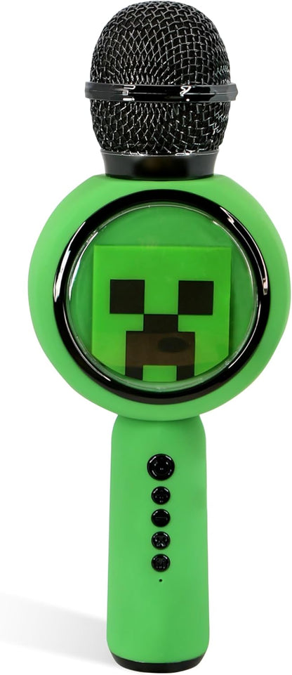 OTL Technologies MC1240 Minecraft Popsing LED Light Up Wireless Karaoke Microphone with Voice Changer Mode - Green