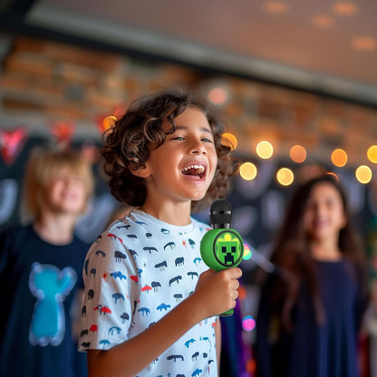 OTL Technologies MC1240 Minecraft Popsing LED Light Up Wireless Karaoke Microphone with Voice Changer Mode - Green