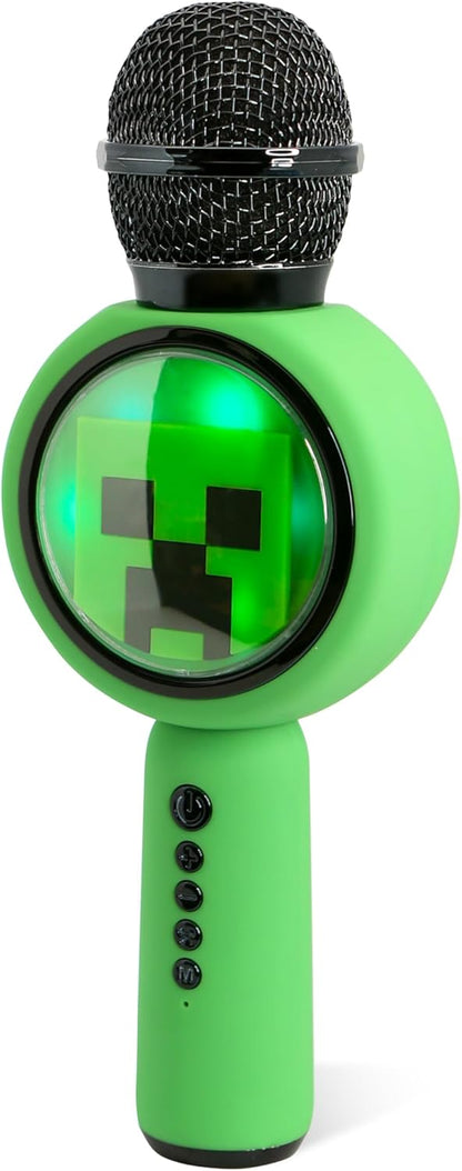OTL Technologies MC1240 Minecraft Popsing LED Light Up Wireless Karaoke Microphone with Voice Changer Mode - Green