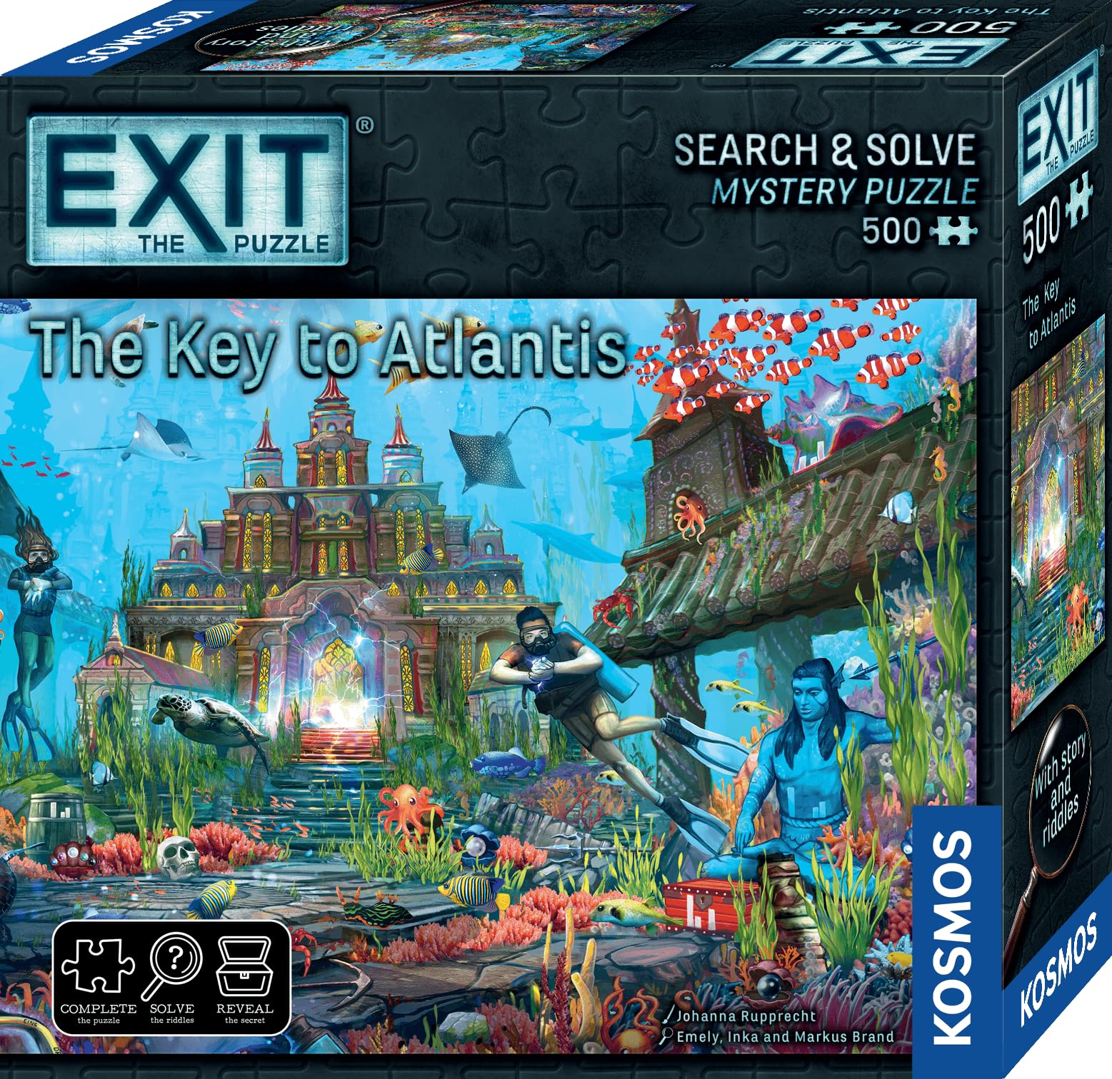 Thames & Kosmos EXIT: The Key to Atlantis Jigsaw Puzzle | Escape Room Game for Adults & Kids | 500-Piece Mystery Puzzle | Strategy Challenge | 1–4 Players | Ages 10+ | Family Game Night Adventure