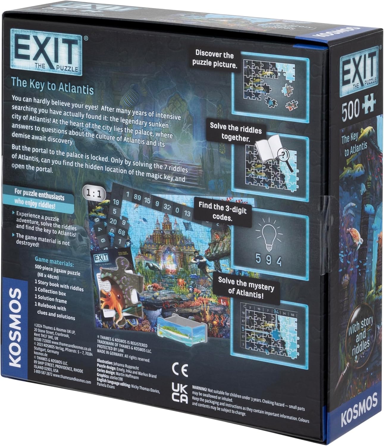 Thames & Kosmos EXIT: The Key to Atlantis Jigsaw Puzzle | Escape Room Game for Adults & Kids | 500-Piece Mystery Puzzle | Strategy Challenge | 1–4 Players | Ages 10+ | Family Game Night Adventure