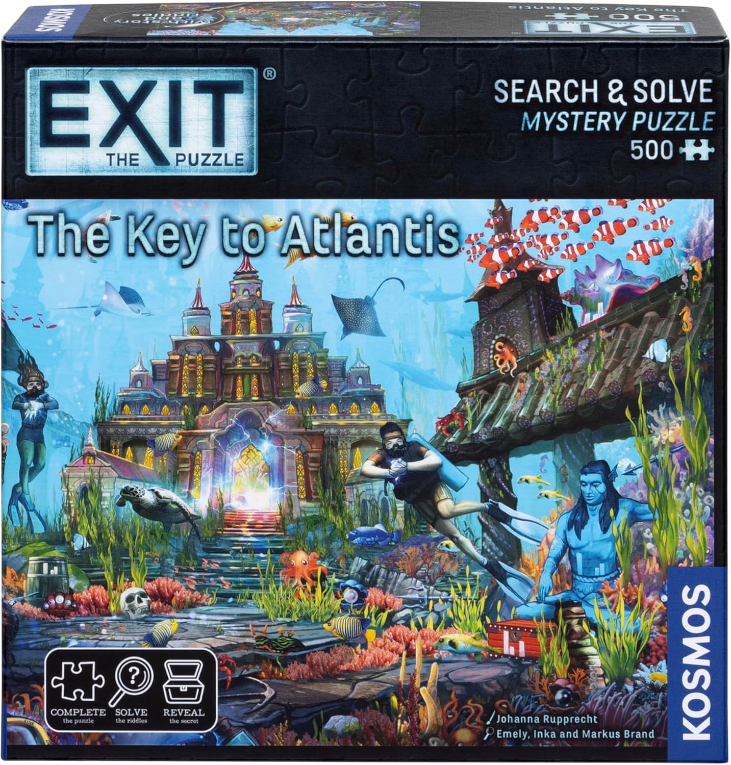 Thames & Kosmos EXIT: The Key to Atlantis Jigsaw Puzzle | Escape Room Game for Adults & Kids | 500-Piece Mystery Puzzle | Strategy Challenge | 1–4 Players | Ages 10+ | Family Game Night Adventure