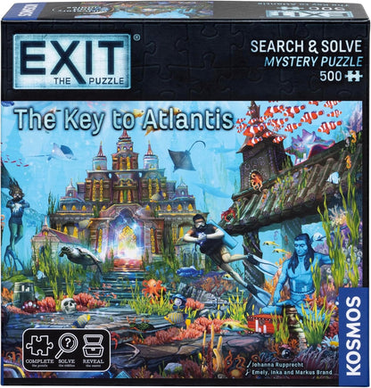 Thames & Kosmos EXIT: The Key to Atlantis Jigsaw Puzzle | Escape Room Game for Adults & Kids | 500-Piece Mystery Puzzle | Strategy Challenge | 1–4 Players | Ages 10+ | Family Game Night Adventure