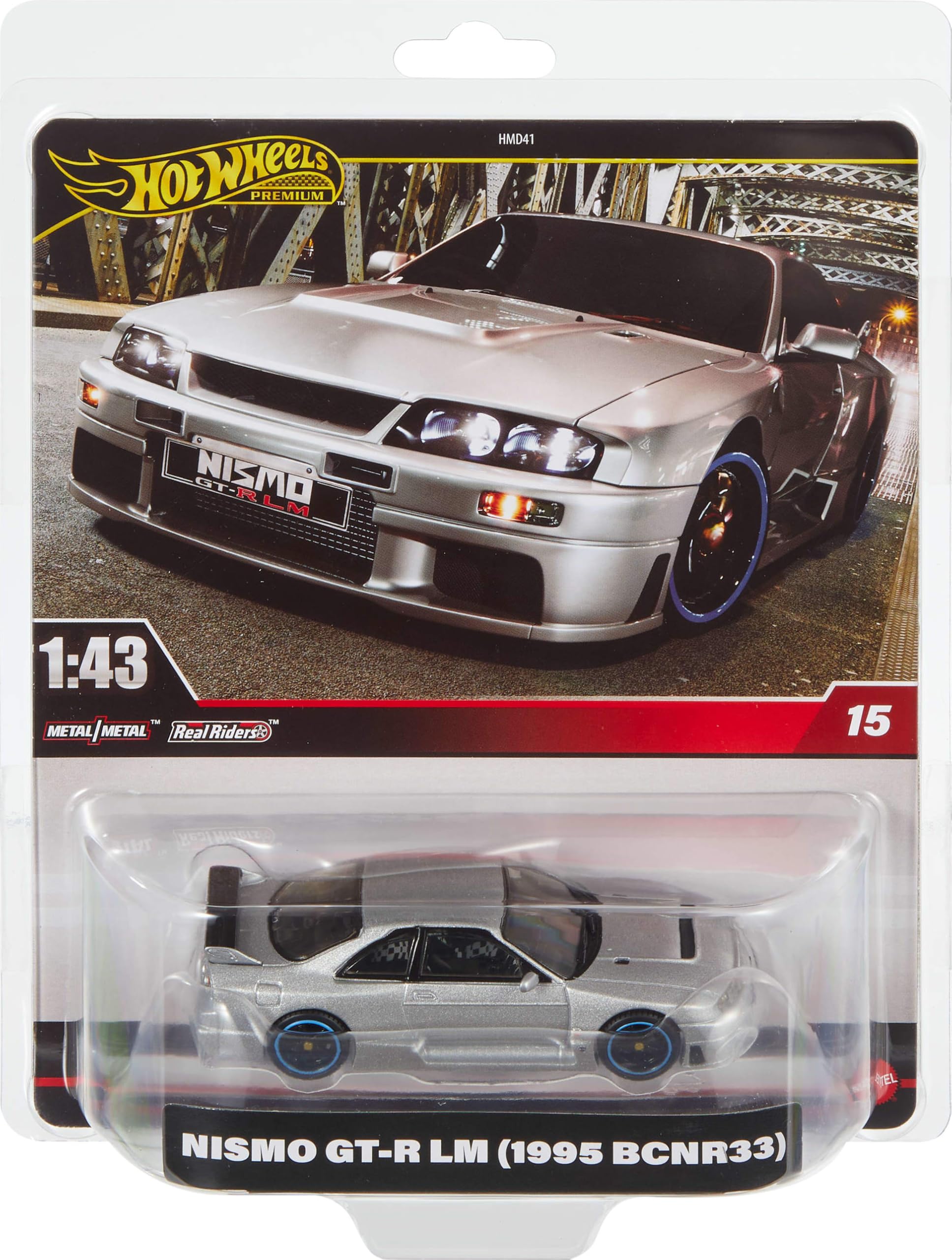 Hot Wheels Premium Nissan Skyline, 1:43rd Scale Vehicle, Officially Licensed Replicas for Adult Collectors, Real Riders Tires, Metal/Metal Body & Chassis, HWT02