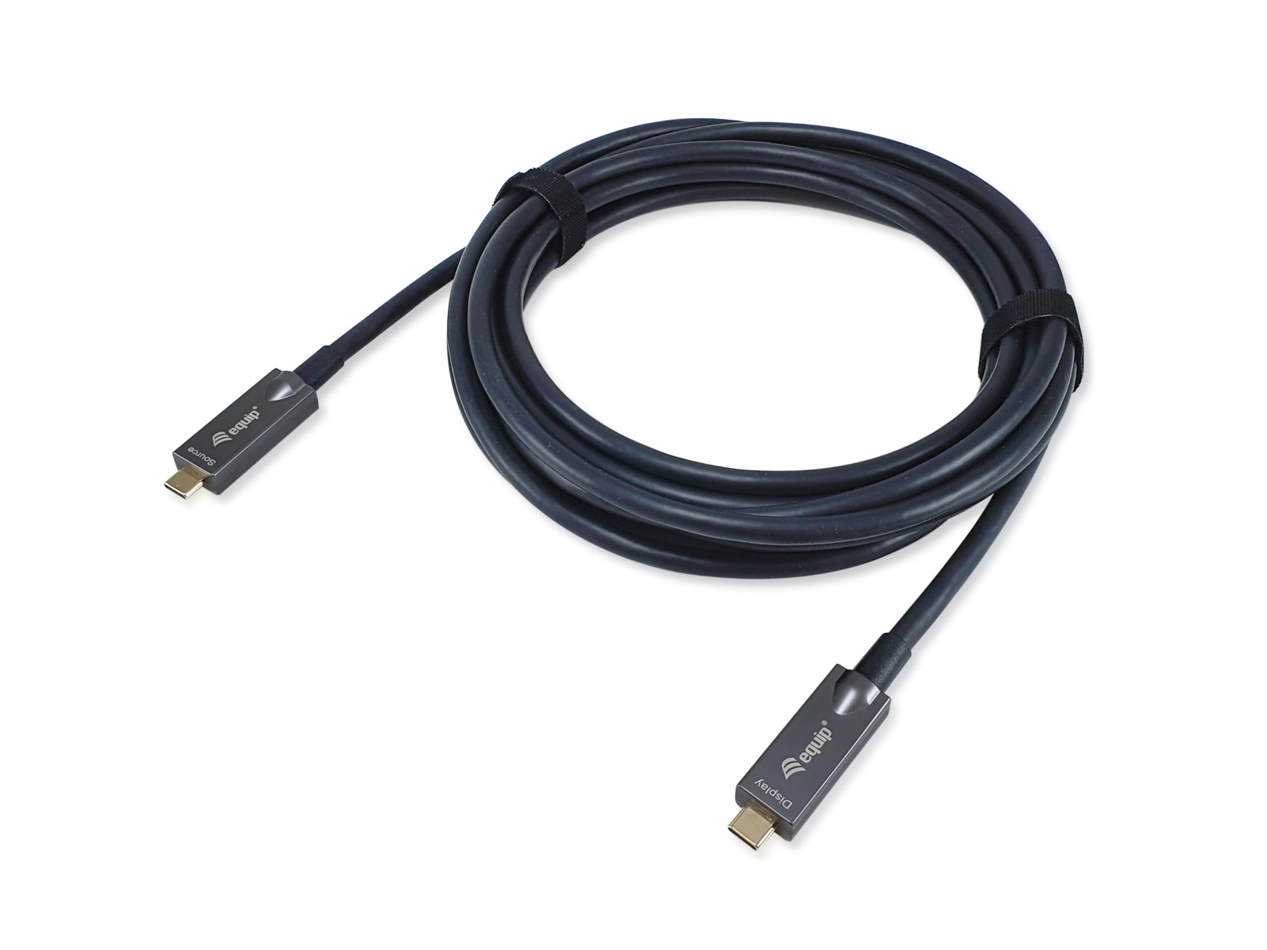Equip 119461 Aktives optisches USB-C-auf-C-Kabel, Stecker/Stecker, 5,0 m, PD 60 W, 4K/60 Hz, 10 Gbit/s, Video+Daten+PD