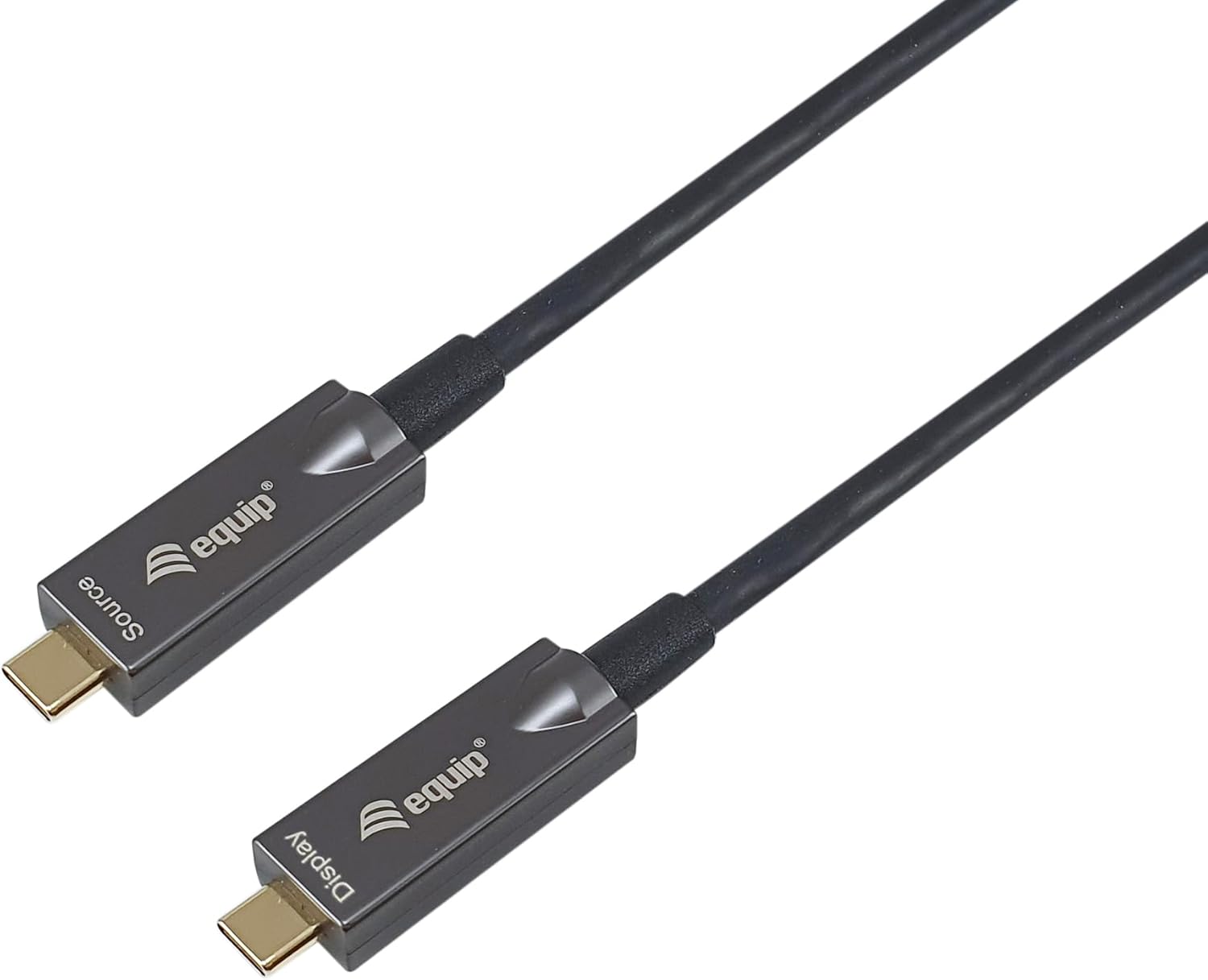 Equip 119461 Aktives optisches USB-C-auf-C-Kabel, Stecker/Stecker, 5,0 m, PD 60 W, 4K/60 Hz, 10 Gbit/s, Video+Daten+PD