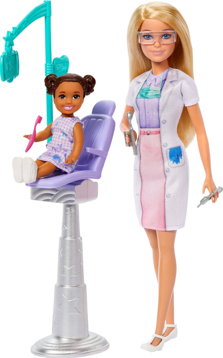 Barbie Dentist Doll with Blonde Fashion Doll with Blue Dress and Lab Coat, 1 Kid Doll, Medical Doctor Furniture & Accessories