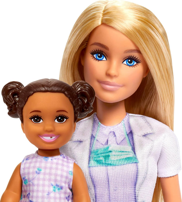Barbie Dentist Doll with Blonde Fashion Doll with Blue Dress and Lab Coat, 1 Kid Doll, Medical Doctor Furniture & Accessories