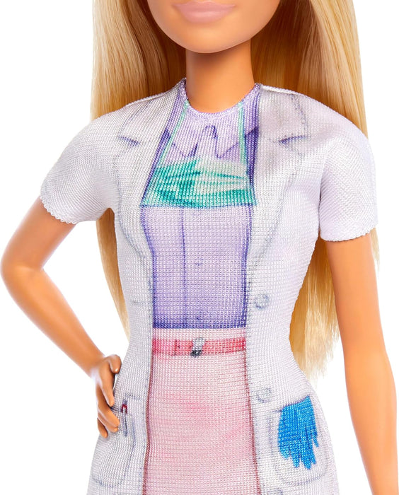 Barbie Dentist Doll with Blonde Fashion Doll with Blue Dress and Lab Coat, 1 Kid Doll, Medical Doctor Furniture & Accessories