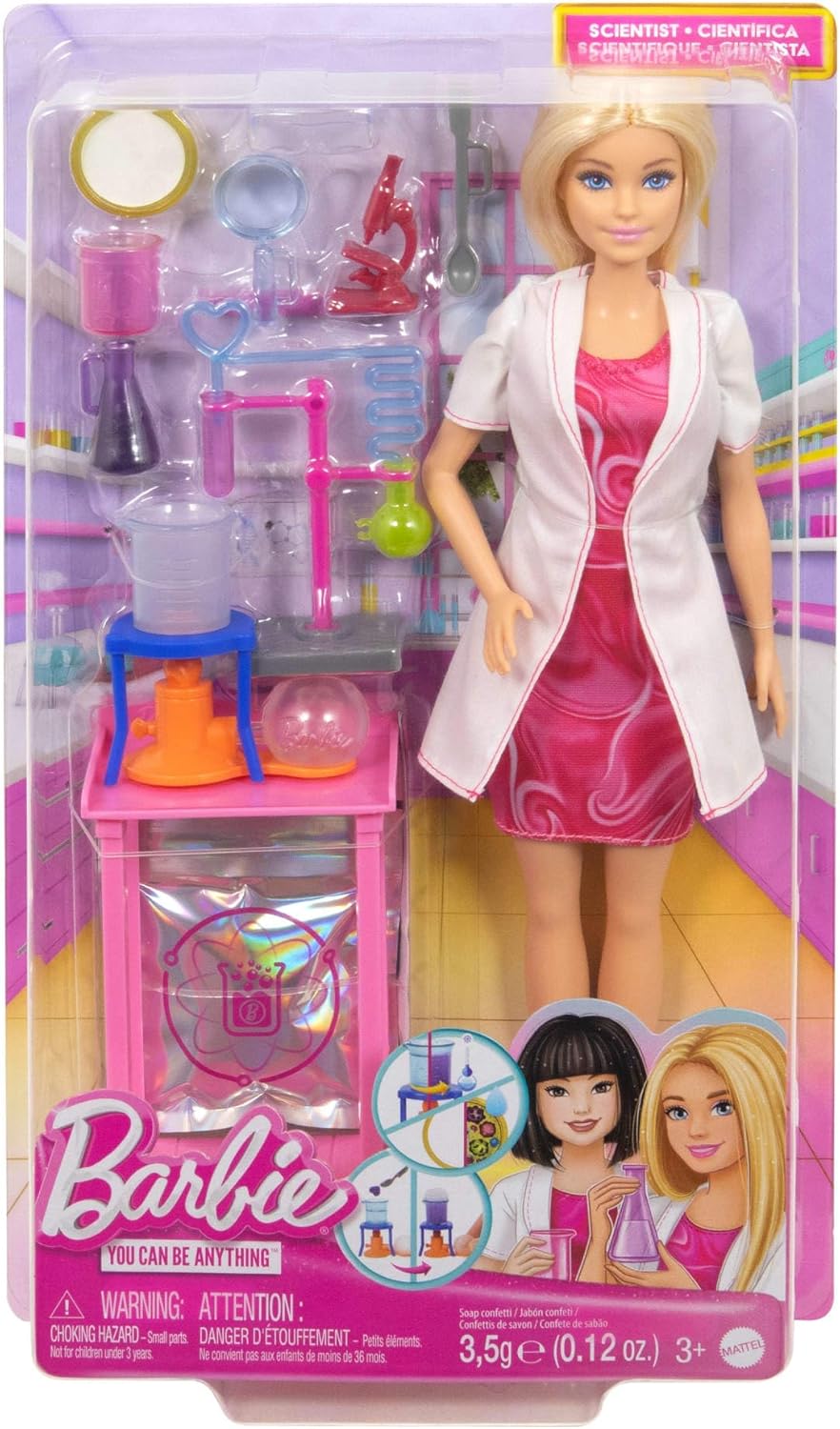 Barbie Scientist Doll and Accessories with Blonde Fashion Doll, Lab Table, & Color-Change Accessories