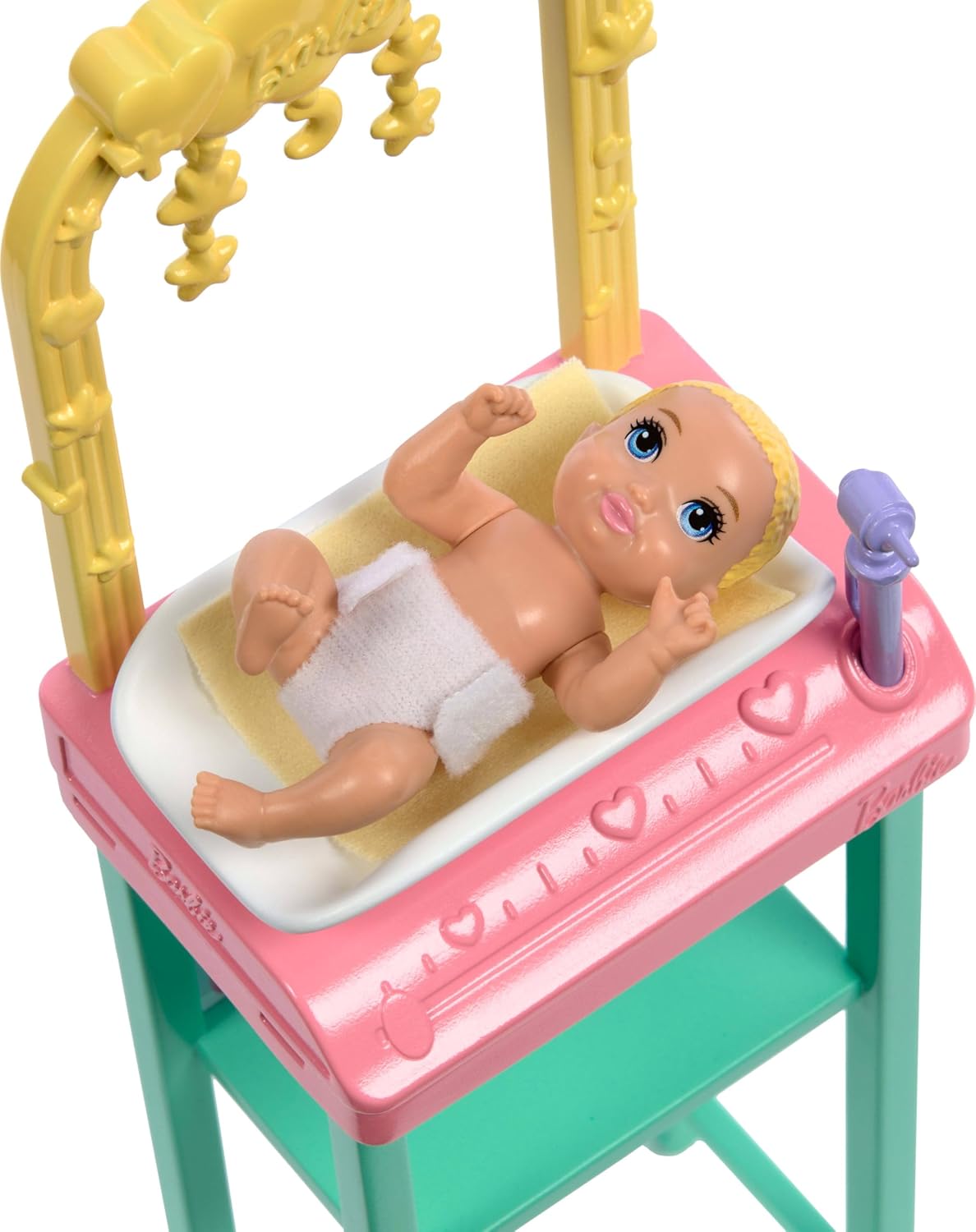 Barbie Baby Doctor Doll with Brunette Fashion Doll Wearing Pink Scrubs, 1 Baby Doll with Baby Accessories & Furniture