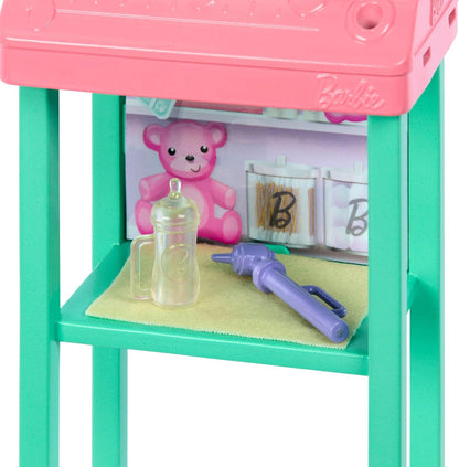 Barbie Baby Doctor Doll with Blonde Fashion Doll Wearing Pink Scrubs, 1 Baby Doll with Baby Accessories & Furniture