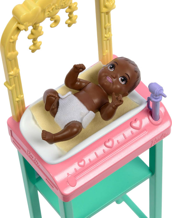 Barbie Baby Doctor Doll with Blonde Fashion Doll Wearing Pink Scrubs, 1 Baby Doll with Baby Accessories & Furniture