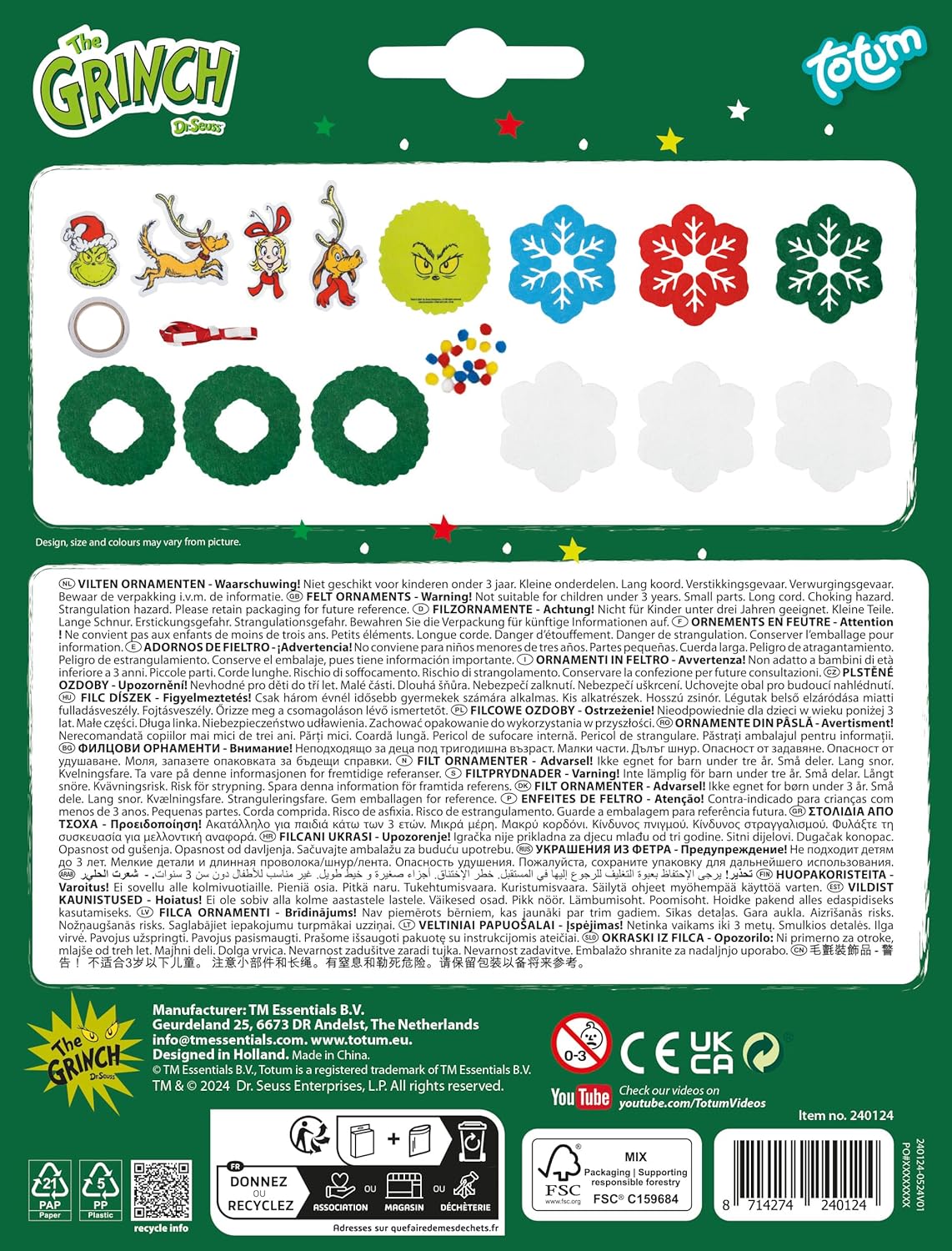 Totum - Totum Ornamenten Vilt Grinch
