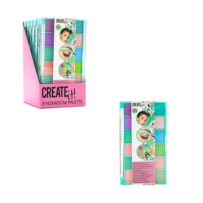 Create It! Oogschaduwpalet met 12 oogschaduwen voor kinderen, make-up etui voor meisjes met 12 kleuren