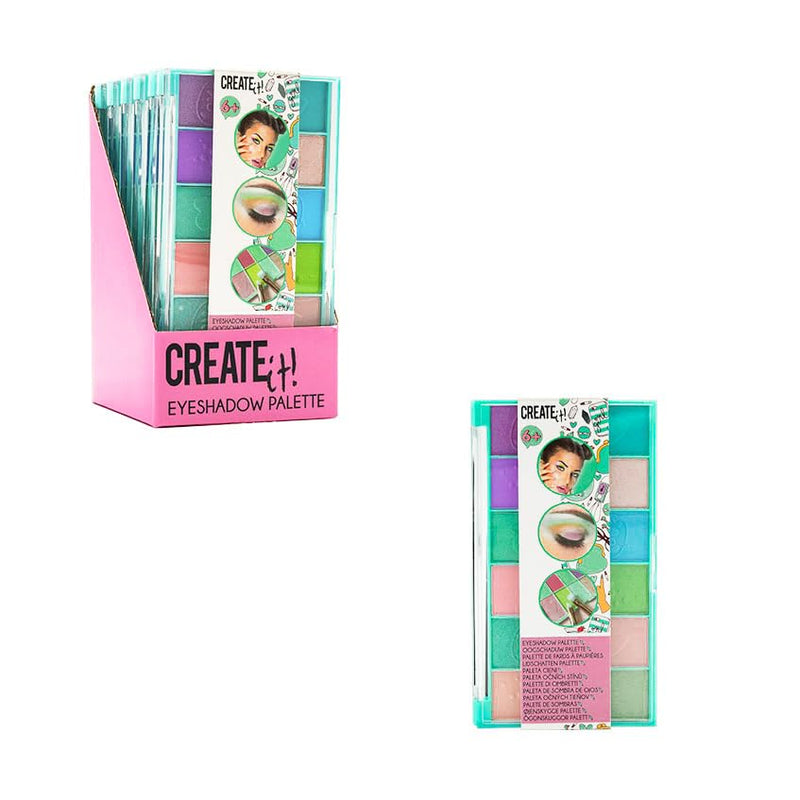 Create It! Oogschaduwpalet met 12 oogschaduwen voor kinderen, make-up etui voor meisjes met 12 kleuren