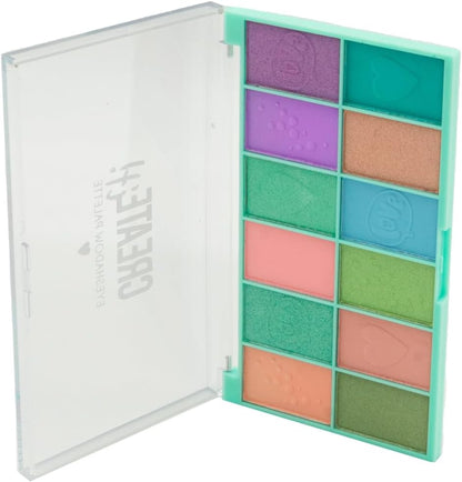 Create It! Oogschaduwpalet met 12 oogschaduwen voor kinderen, make-up etui voor meisjes met 12 kleuren