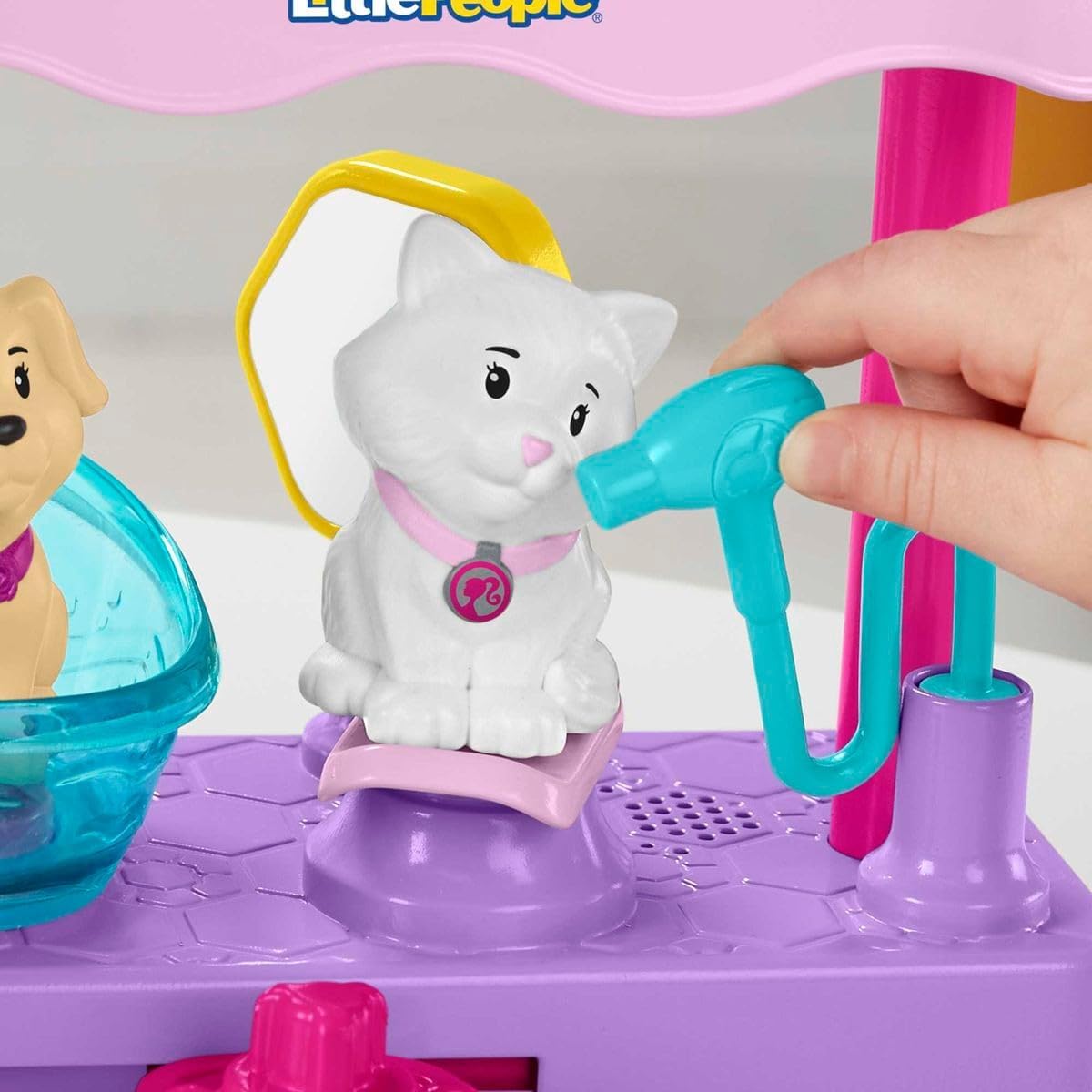 Fisher-Price Little People Barbie SPA de Mascotas Set de Juego con Figura, Animales y Sonidos, Juguete para bebés +1 año (Mattel HJW76