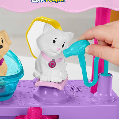 Fisher-Price Little People Barbie SPA de Mascotas Set de Juego con Figura, Animales y Sonidos, Juguete para bebés +1 año (Mattel HJW76
