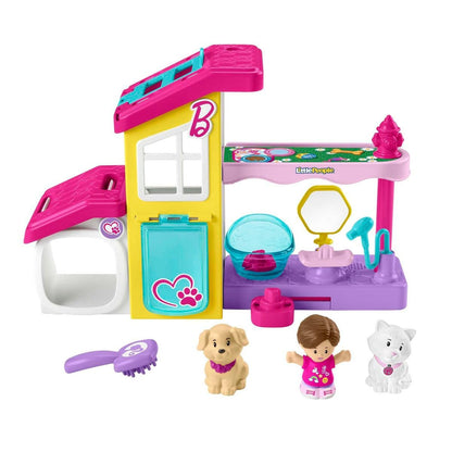 Fisher-Price Little People Barbie SPA de Mascotas Set de Juego con Figura, Animales y Sonidos, Juguete para bebés +1 año (Mattel HJW76