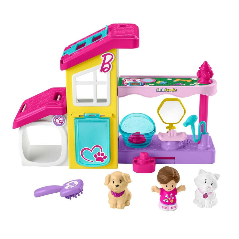 Fisher-Price Little People Barbie SPA de Mascotas Set de Juego con Figura, Animales y Sonidos, Juguete para bebés +1 año (Mattel HJW76
