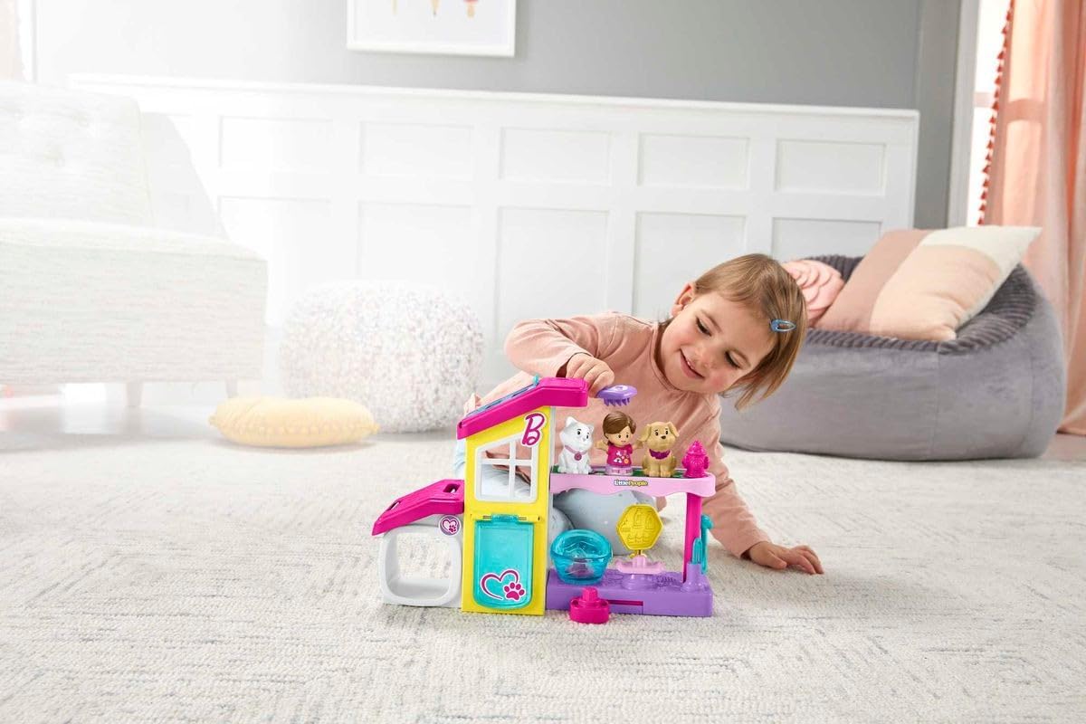 Fisher-Price Little People Barbie SPA de Mascotas Set de Juego con Figura, Animales y Sonidos, Juguete para bebés +1 año (Mattel HJW76