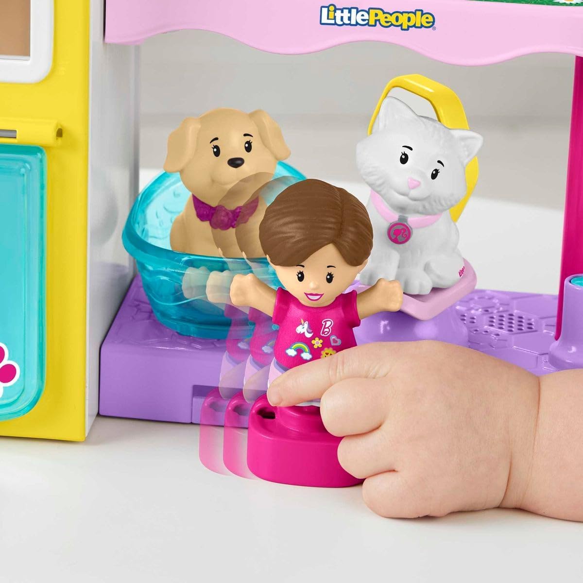 Fisher-Price Little People Barbie SPA de Mascotas Set de Juego con Figura, Animales y Sonidos, Juguete para bebés +1 año (Mattel HJW76
