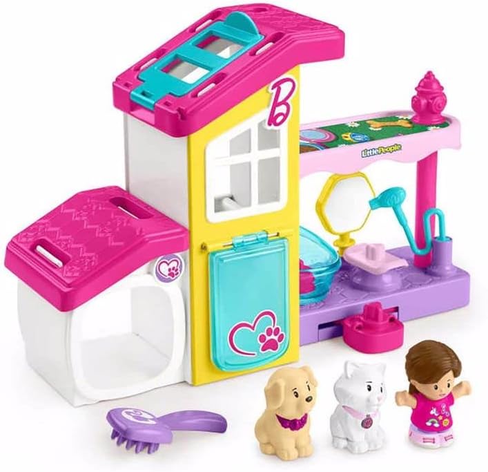 Fisher-Price Little People Barbie SPA de Mascotas Set de Juego con Figura, Animales y Sonidos, Juguete para bebés +1 año (Mattel HJW76