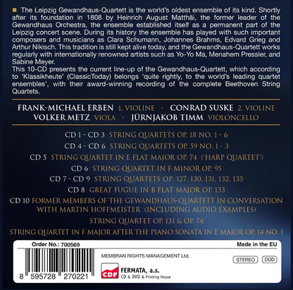 Gewandhaus Quartett - Beethoven: The String Quartet (10 Cd)
