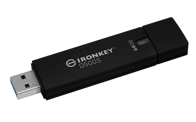Kingston IronKey D500S hardware-encrypted USB flash drive 64GB FIPS 140-3 Lvl 3 (Pending) AES-256 - IKD500S/64GB 64 gb