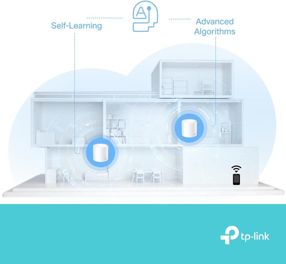 TP-Link Deco X10 AX1500 Whole Home Dual-Band Mesh Wi-Fi 6 System, AI-Driven, Coverage up to 3900ft²,Connect up to 120 devices,Idea for Gaming&4K, Easy Setup, Works with Alexa and Google home,Pack of 2