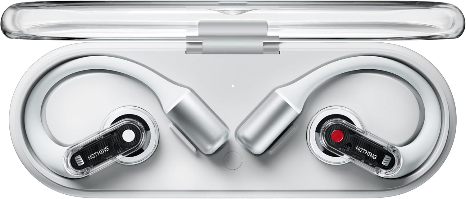 Nothing Ear (open) wireless open headphones with Dual mics and AI Clear Voice, Open Sound Technology, IP54 water resistant, 30 hours of playback and Advanced EQ - White