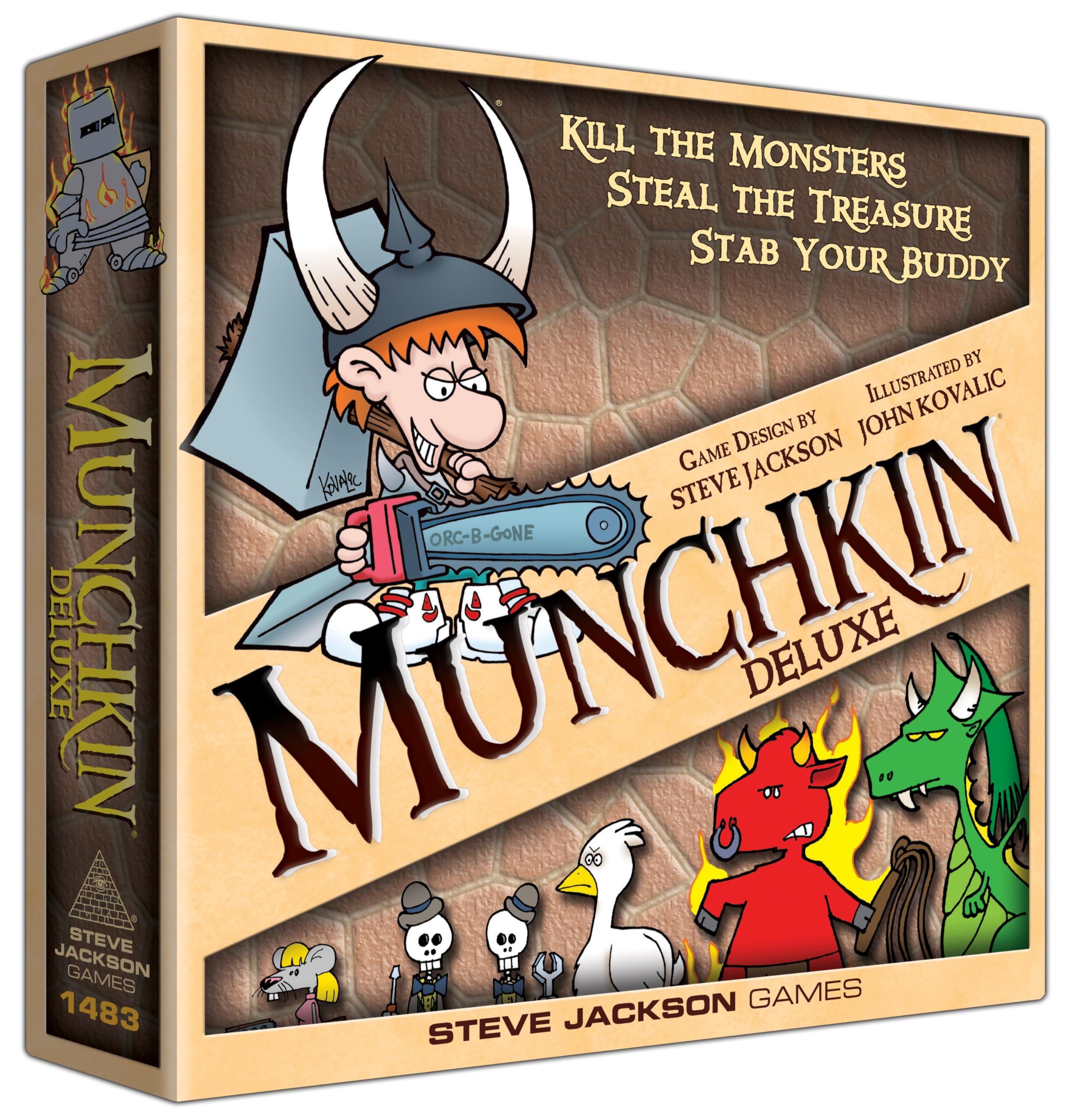 Steve Jackson Games , Munchkin: Deluxe, Board Game, Ages 14+, 1-4 Players, 30-120 Minute Playing Time
