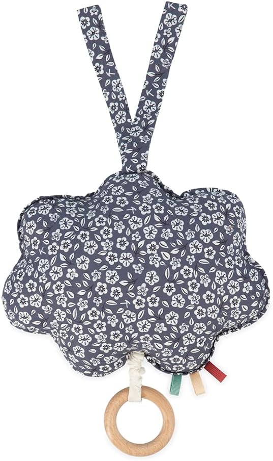 Kaloo - Petites Chansons, K210001, muziekbox van stof en hout, muziekkussen, 15 cm, liedbril Petite Etoile, baby-prikkelend kussen, blauw en wit, vanaf de geboorte