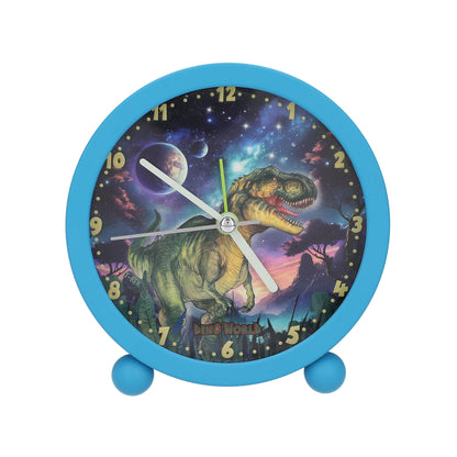Depesche 13313 Dino World Galaxy Alarm Blue for Children with Dinosaur Motif, Silent Clock with Light Function, Battery Included