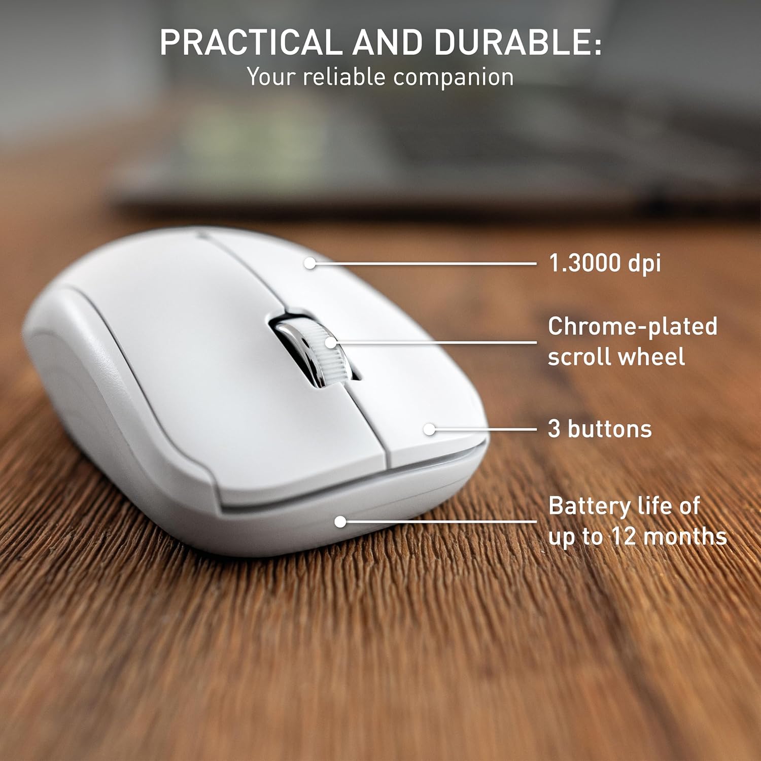 CHERRY MW 2200, Wireless Laptop Mouse, 2.4 GHz RF, Ambidextrous, 1300 dpi, Chrome-Plated Scroll Wheel, incl. Transport Bag, Battery-Operated, Black