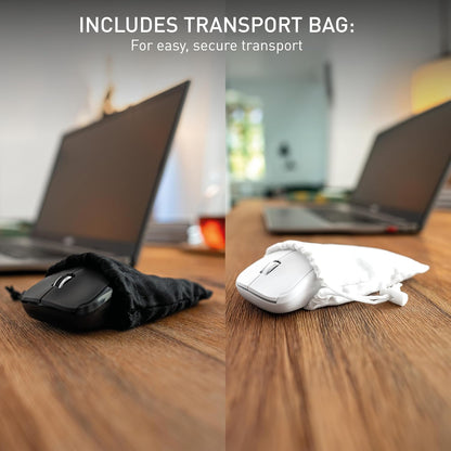 CHERRY MW 2200, Wireless Laptop Mouse, 2.4 GHz RF, Ambidextrous, 1300 dpi, Chrome-Plated Scroll Wheel, incl. Transport Bag, Battery-Operated, Black