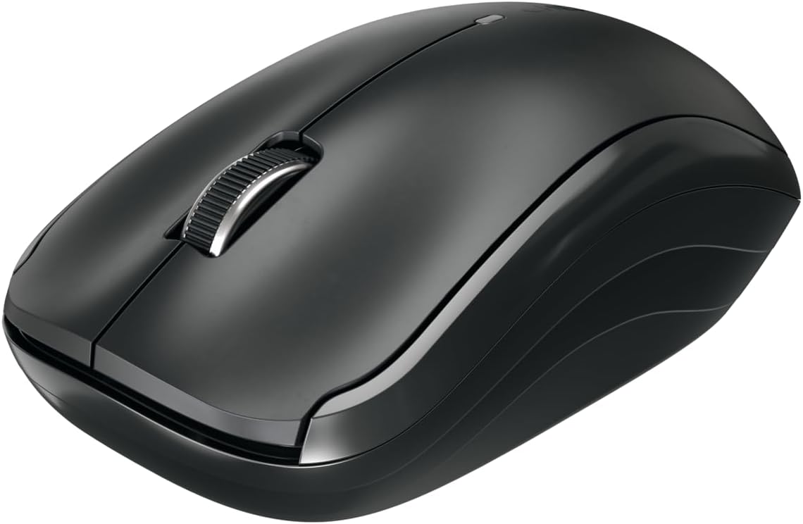 CHERRY MW 2200, Wireless Laptop Mouse, 2.4 GHz RF, Ambidextrous, 1300 dpi, Chrome-Plated Scroll Wheel, incl. Transport Bag, Battery-Operated, Black