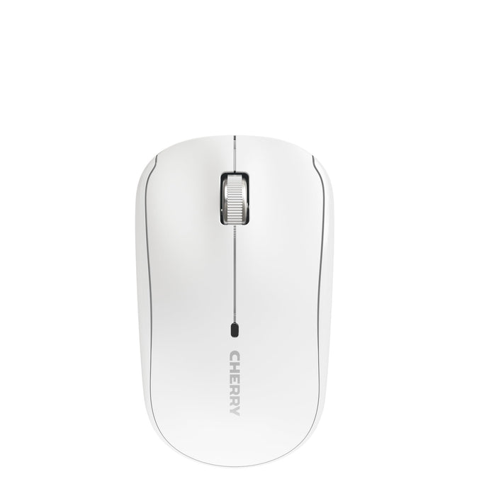 CHERRY MW 2200, Wireless Laptop Mouse, 2.4 GHz RF, Ambidextrous, 1300 dpi, Chrome-Plated Scroll Wheel, incl. Transport Bag, Battery-Operated, White
