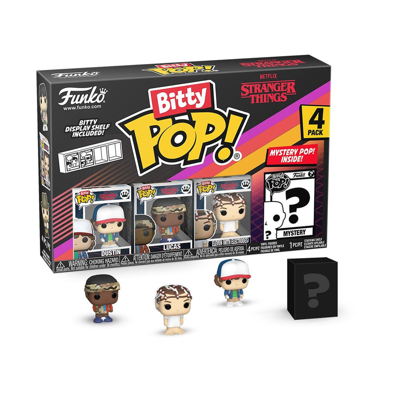 Funko Pop! Bitty: Stranger Things - Dustin, Lucas, Eleven (with Electrodes), and Mystery Chase Figure (Style May Vary)