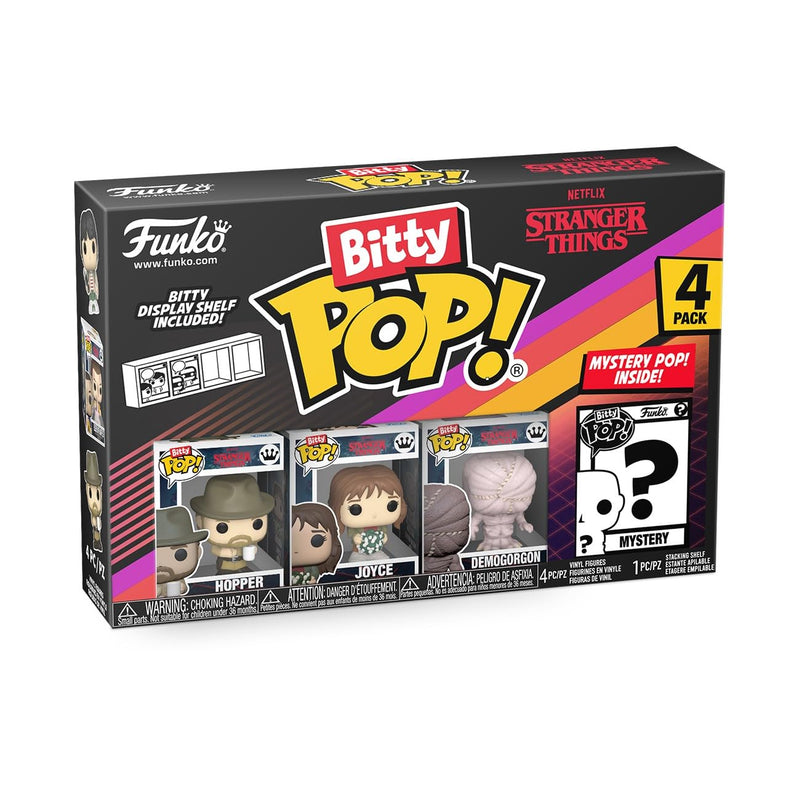 Funko Pop! Bitty: Stranger Things - Hopper, Joyce, Demogorgon (Closed Face), and Mystery Chase Figure (Style May Vary)