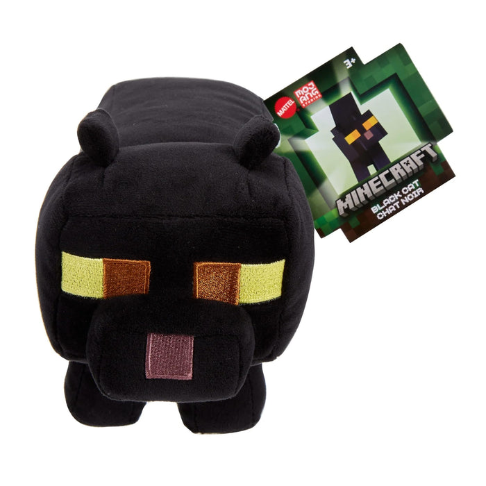 Minecraft Black Cat Plush Character, 8-inch Collectible Soft Doll Inspired by The Video Game