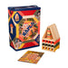 Die 200er BOX HERBST von KAPLA®: 200 Plättchen aus naturbelassenem Pinienholz, davon 140 x naturfarben und 20x grün, 20x orange und 20x gelb